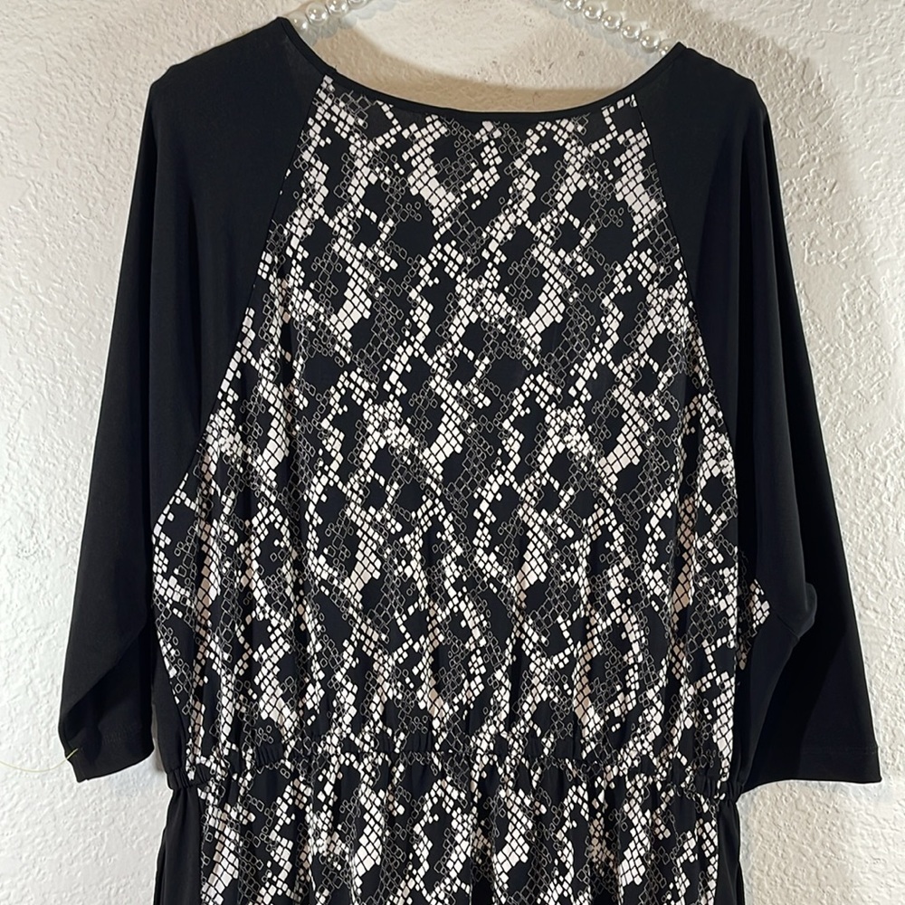 BANANA REPUBLIC BLACK & WHITE DRESS 3/4 SLEEVES SIDE POCKETS SIZE MEDIUM - Picture 5 of 9